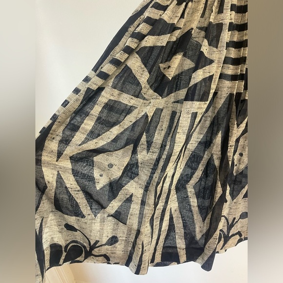 Vintage Willi of California Navy Blue and Beige Graphic Retro Midi Dress 80s 90s - Picture 6 of 7